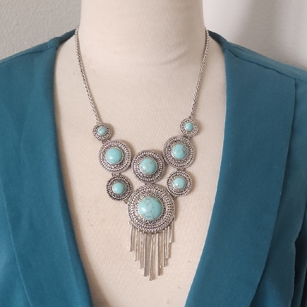 Lucky Brand Silver and Turquoise Necklace